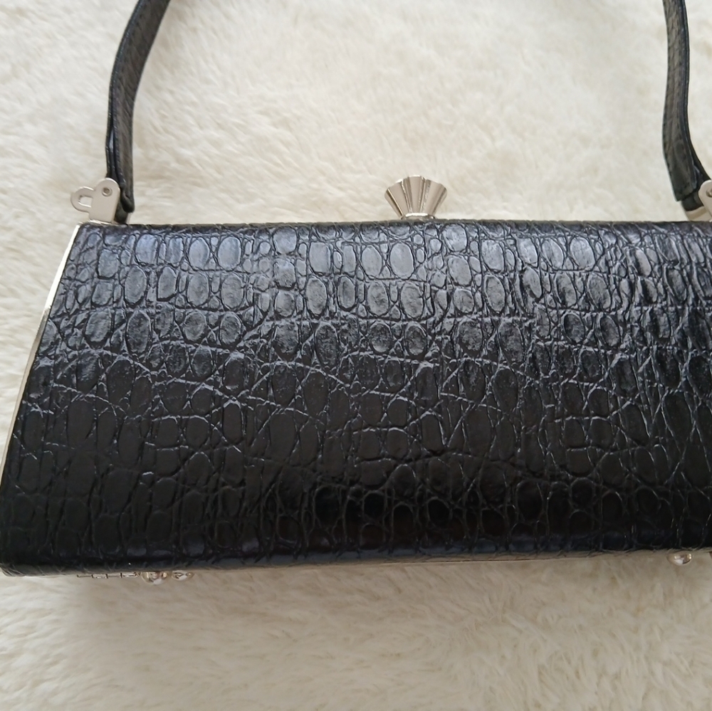 Debbie Brooks Black Silver Gem Clasp Handbag Cheetah Shoe Floral Crystals. FL - Picture 9 of 12